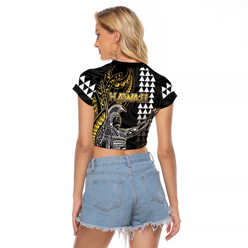 Hawaii King Kamehameha The Great Raglan Cropped T Shirt Gold Tribal Tattoo LT05 - Polynesian Pride