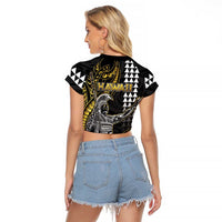 Hawaii King Kamehameha The Great Raglan Cropped T Shirt Gold Tribal Tattoo LT05 - Polynesian Pride