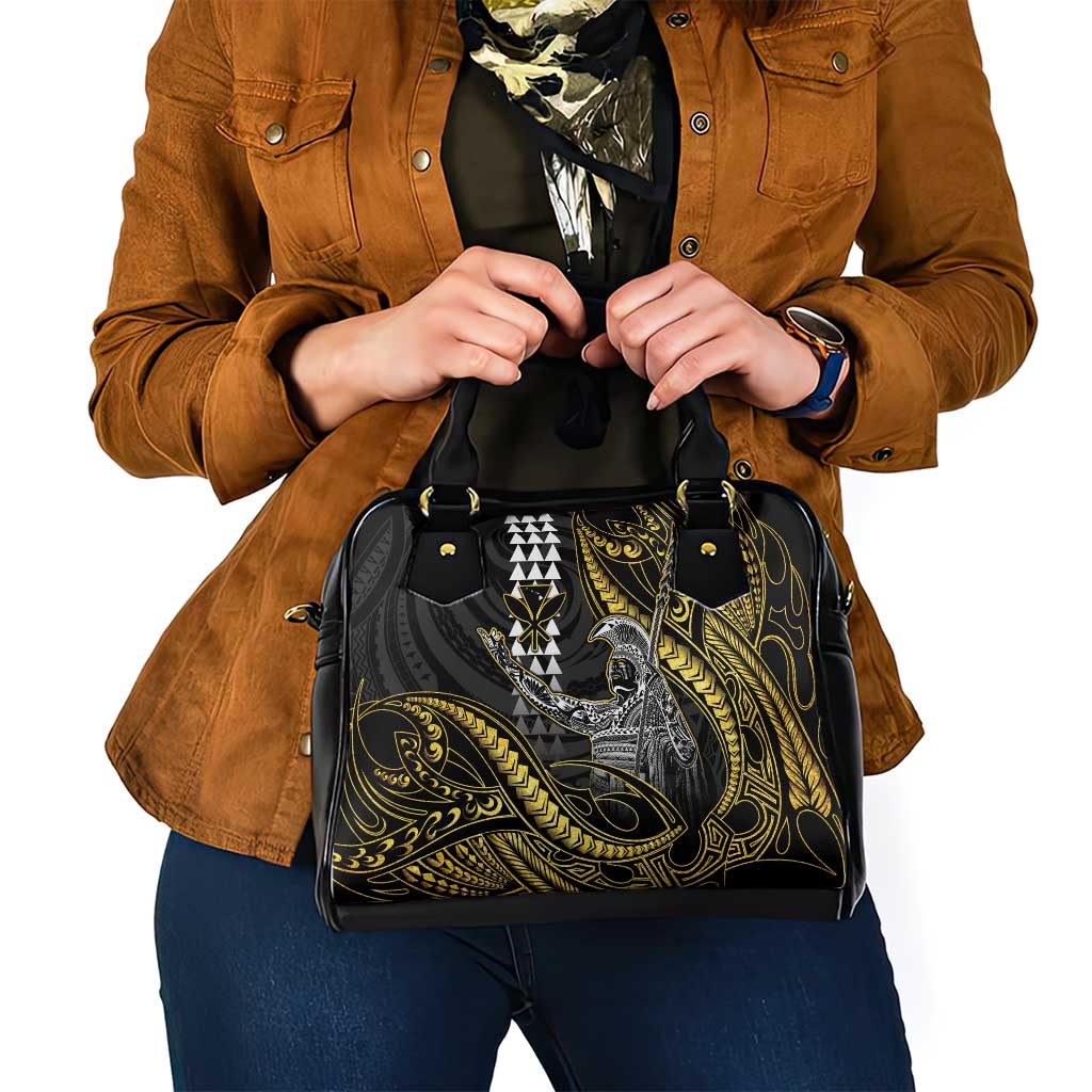 Hawaii King Kamehameha The Great Shoulder Handbag Gold Tribal Tattoo