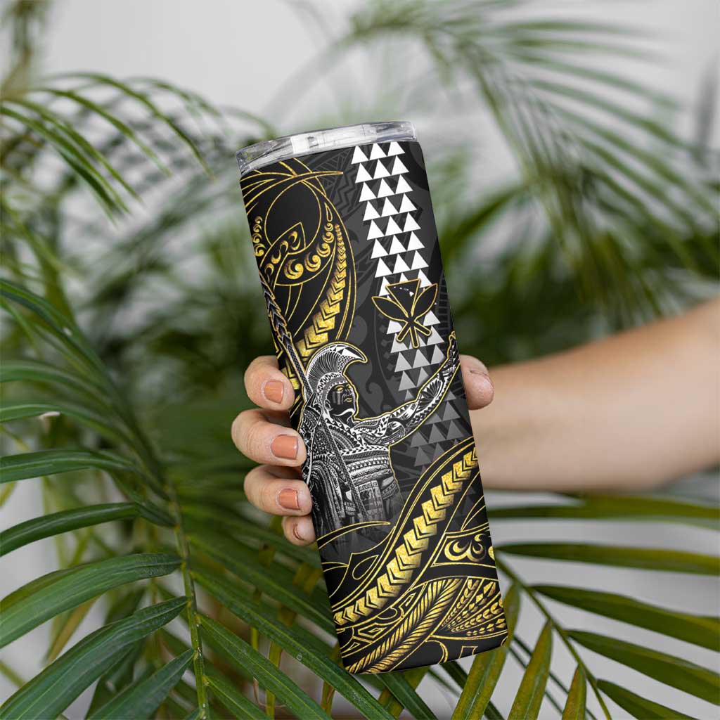 Hawaii King Kamehameha The Great Skinny Tumbler Gold Tribal Tattoo LT05 - Polynesian Pride