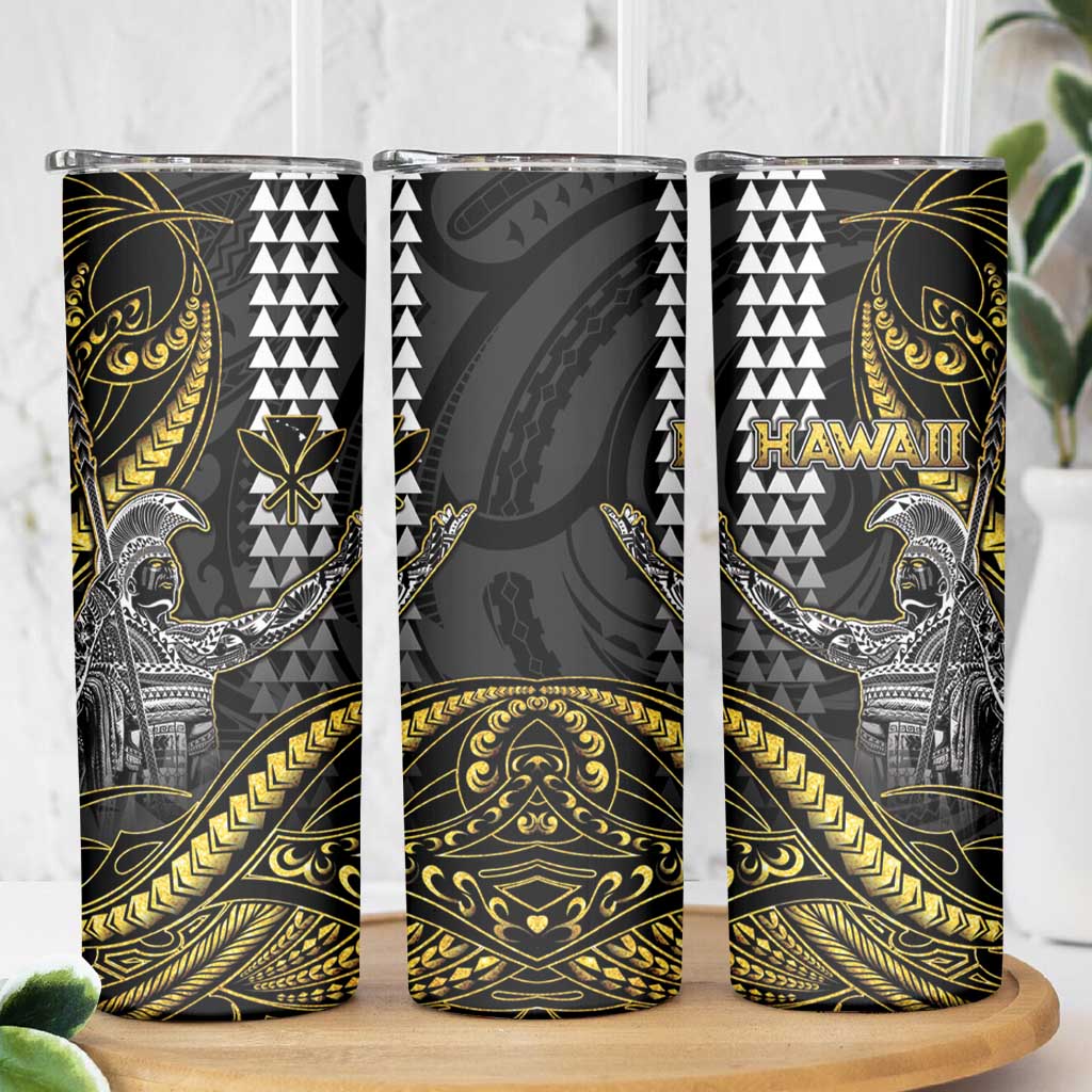 Hawaii King Kamehameha The Great Skinny Tumbler Gold Tribal Tattoo LT05 - Polynesian Pride