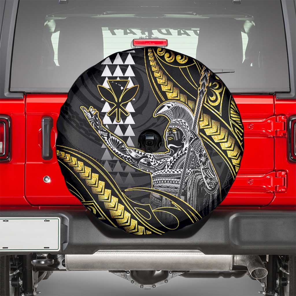 Hawaii King Kamehameha The Great Spare Tire Cover Gold Tribal Tattoo LT05 - Polynesian Pride