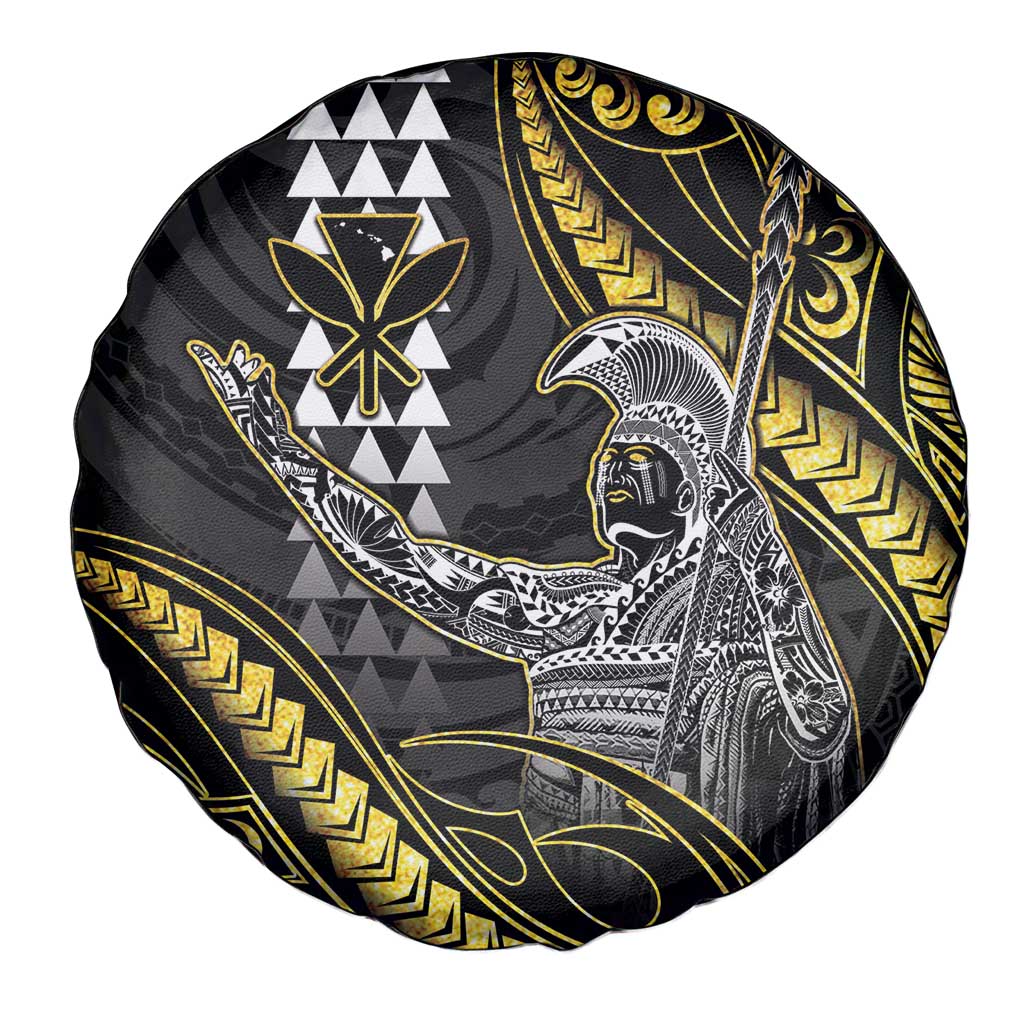 Hawaii King Kamehameha The Great Spare Tire Cover Gold Tribal Tattoo LT05 - Polynesian Pride