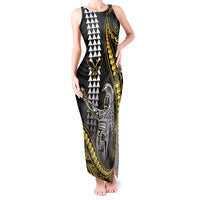 Hawaii King Kamehameha The Great Tank Maxi Dress Gold Tribal Tattoo LT05 Women Gold - Polynesian Pride
