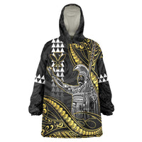 Hawaii King Kamehameha The Great Wearable Blanket Hoodie Gold Tribal Tattoo LT05 One Size Gold - Polynesian Pride