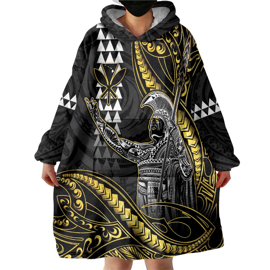 Hawaii King Kamehameha The Great Wearable Blanket Hoodie Gold Tribal Tattoo LT05 - Polynesian Pride