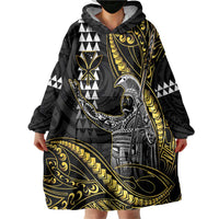 Hawaii King Kamehameha The Great Wearable Blanket Hoodie Gold Tribal Tattoo LT05 - Polynesian Pride