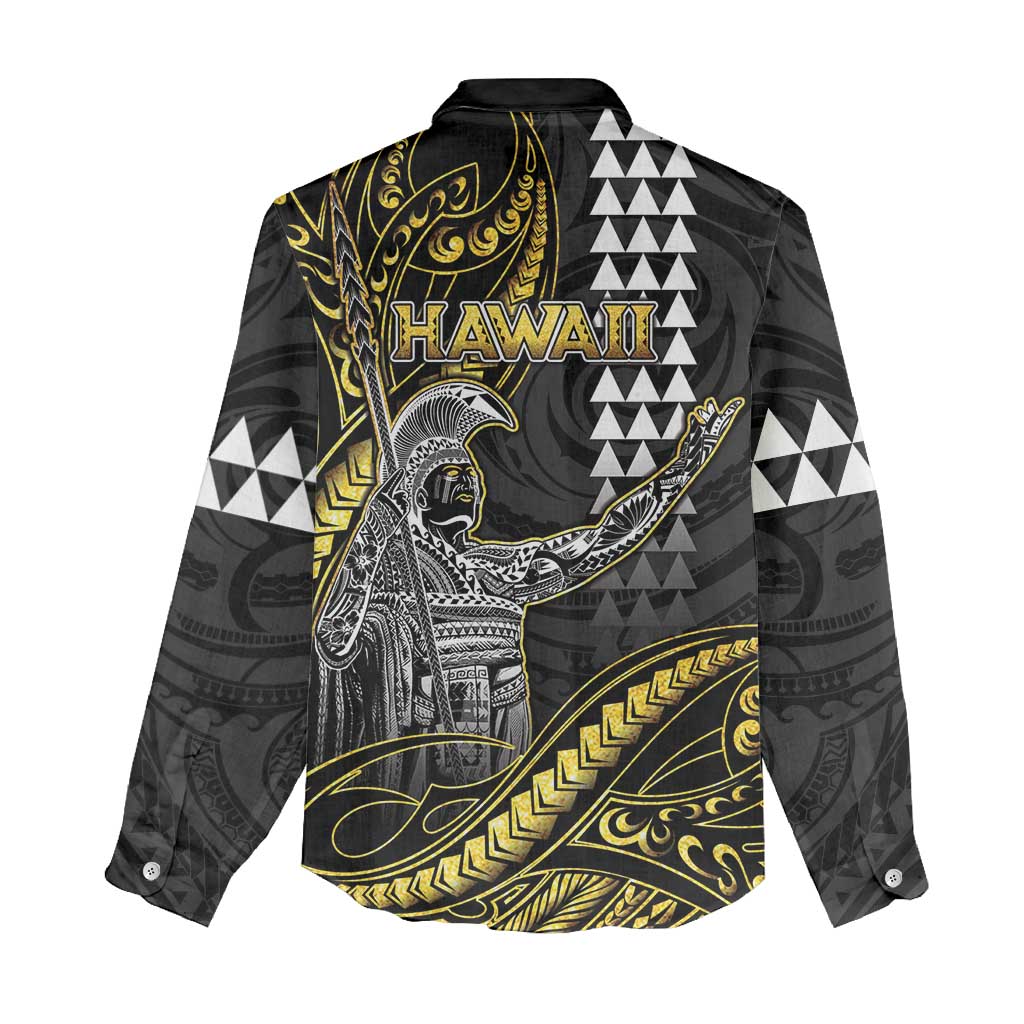 Hawaii King Kamehameha The Great Women Casual Shirt Gold Tribal Tattoo LT05 - Polynesian Pride