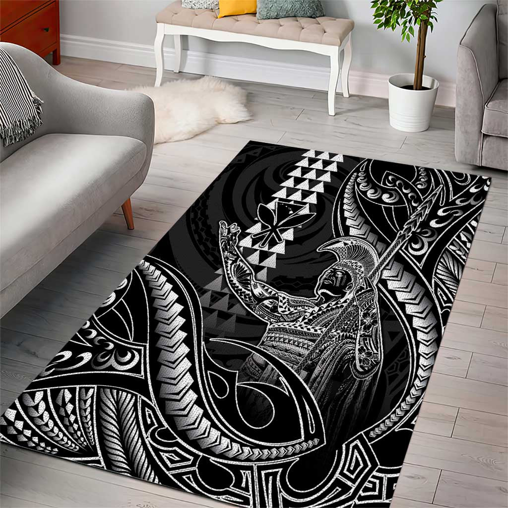 Hawaii King Kamehameha The Great Area Rug Black Tribal Tattoo