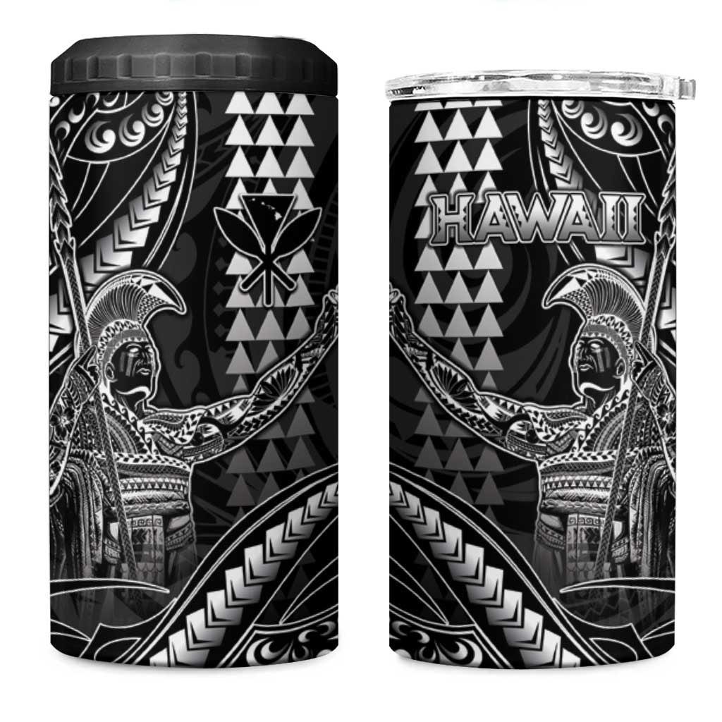 Hawaii King Kamehameha The Great 4 in 1 Can Cooler Tumbler Black Tribal Tattoo LT05 One Size: 16 oz Black - Polynesian Pride