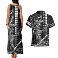 Hawaii King Kamehameha The Great Couples Matching Tank Maxi Dress and Hawaiian Shirt Black Tribal Tattoo LT05 - Polynesian Pride