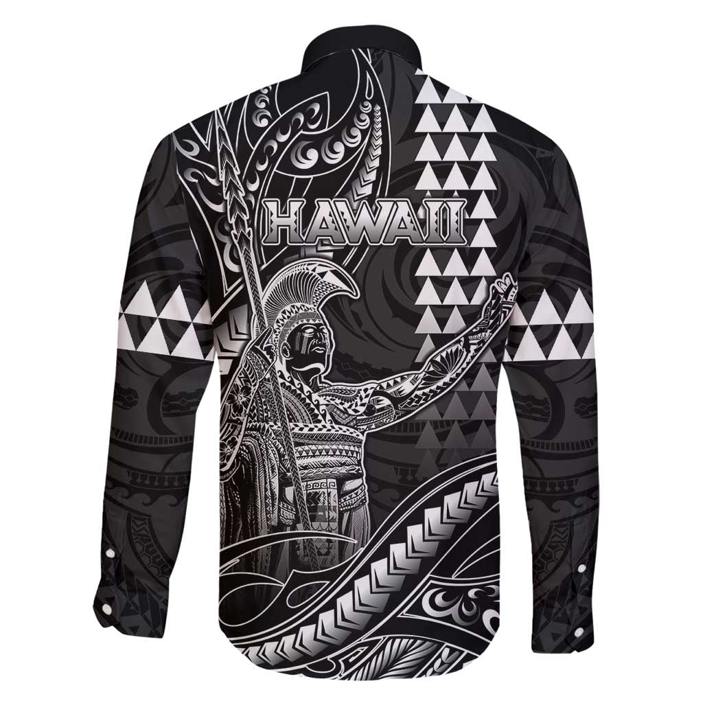 Hawaii King Kamehameha The Great Family Matching Long Sleeve Bodycon Dress and Hawaiian Shirt Black Tribal Tattoo LT05 - Polynesian Pride