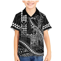 Hawaii King Kamehameha The Great Family Matching Mermaid Dress and Hawaiian Shirt Black Tribal Tattoo LT05 Son's Shirt Black - Polynesian Pride