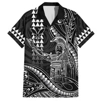 Hawaii King Kamehameha The Great Family Matching Off The Shoulder Long Sleeve Dress and Hawaiian Shirt Black Tribal Tattoo LT05 Dad's Shirt - Short Sleeve Black - Polynesian Pride