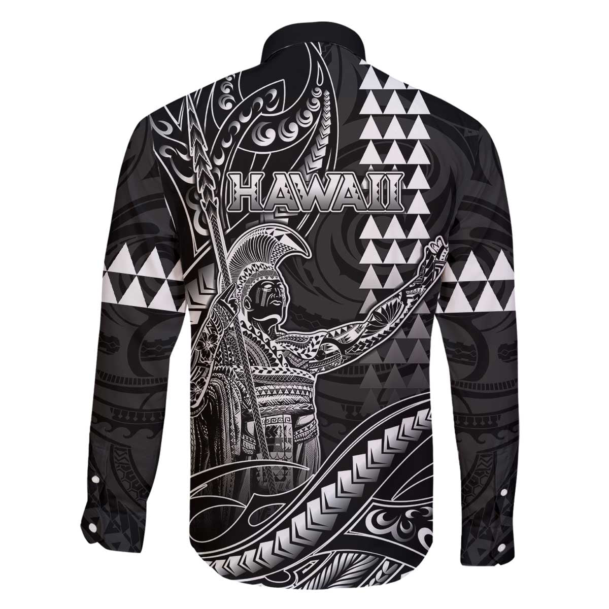 Hawaii King Kamehameha The Great Family Matching Off The Shoulder Long Sleeve Dress and Hawaiian Shirt Black Tribal Tattoo LT05 - Polynesian Pride