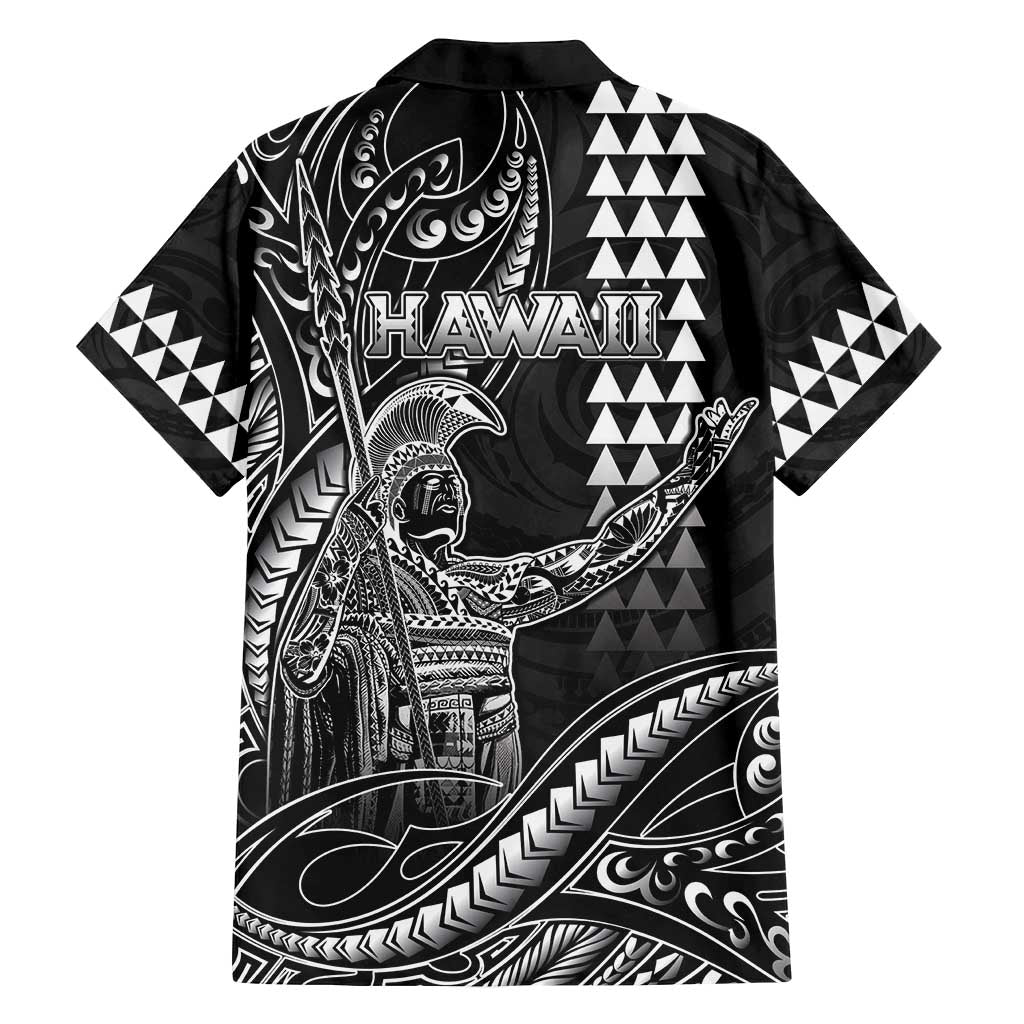 Hawaii King Kamehameha The Great Family Matching Off Shoulder Short Dress and Hawaiian Shirt Black Tribal Tattoo LT05 - Polynesian Pride