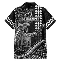 Hawaii King Kamehameha The Great Family Matching Off Shoulder Short Dress and Hawaiian Shirt Black Tribal Tattoo LT05 - Polynesian Pride