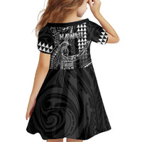 Hawaii King Kamehameha The Great Family Matching Short Sleeve Bodycon Dress and Hawaiian Shirt Black Tribal Tattoo LT05 - Polynesian Pride
