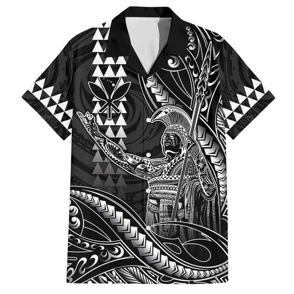 Hawaii King Kamehameha The Great Family Matching Summer Maxi Dress and Hawaiian Shirt Black Tribal Tattoo LT05 Dad's Shirt - Short Sleeve Black - Polynesian Pride