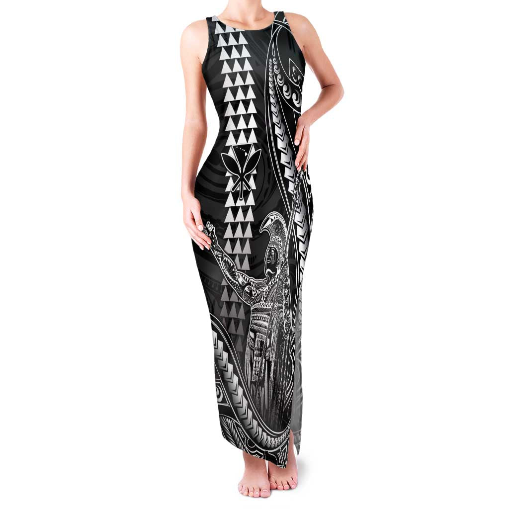 Hawaii King Kamehameha The Great Family Matching Tank Maxi Dress and Hawaiian Shirt Black Tribal Tattoo LT05 Mom's Dress Black - Polynesian Pride