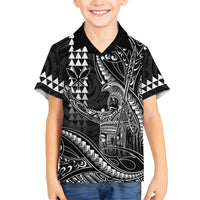 Hawaii King Kamehameha The Great Family Matching Tank Maxi Dress and Hawaiian Shirt Black Tribal Tattoo LT05 Son's Shirt Black - Polynesian Pride