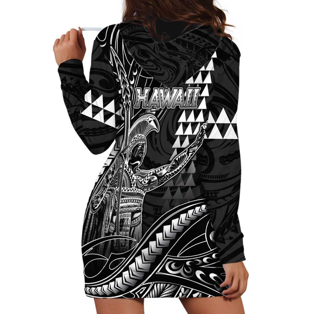 Hawaii King Kamehameha The Great Hoodie Dress Black Tribal Tattoo LT05 - Polynesian Pride