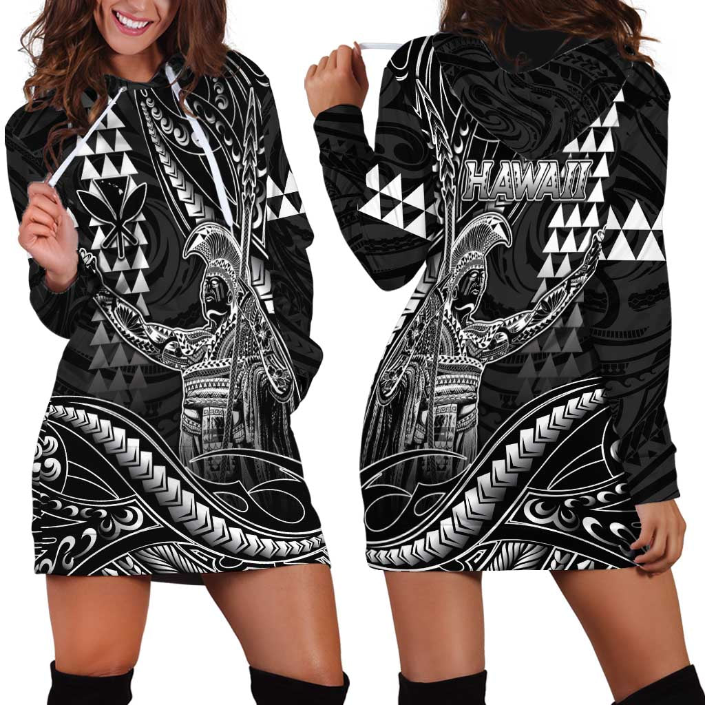 Hawaii King Kamehameha The Great Hoodie Dress Black Tribal Tattoo LT05 - Polynesian Pride