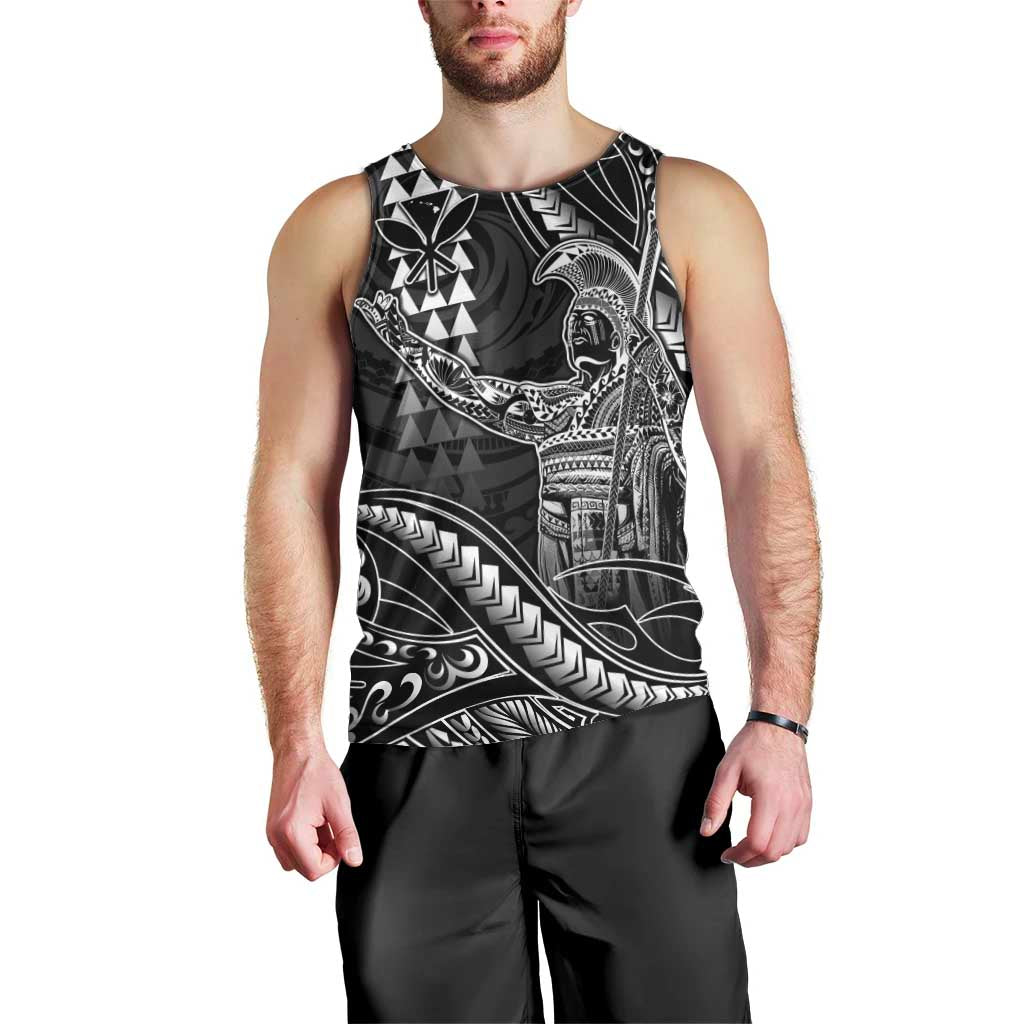 Hawaii King Kamehameha The Great Men Tank Top Black Tribal Tattoo