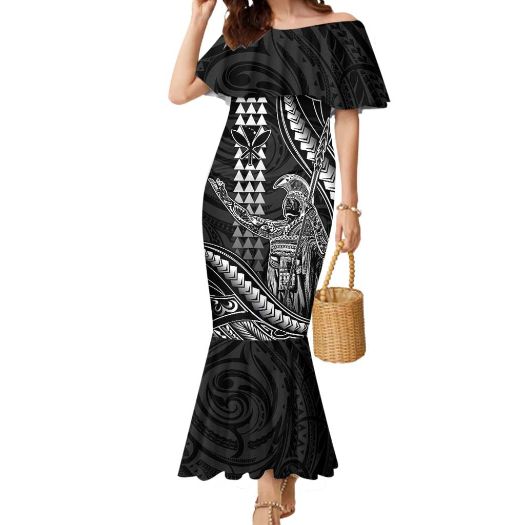 Hawaii King Kamehameha The Great Mermaid Dress Black Tribal Tattoo LT05 Women Black - Polynesian Pride
