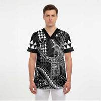 Hawaii King Kamehameha The Great Scrub Top Black Tribal Tattoo LT05 - Polynesian Pride