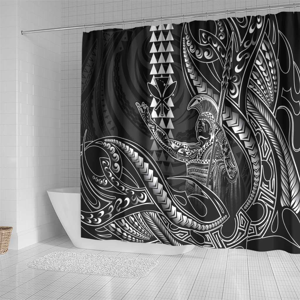 Hawaii King Kamehameha The Great Shower Curtain Black Tribal Tattoo