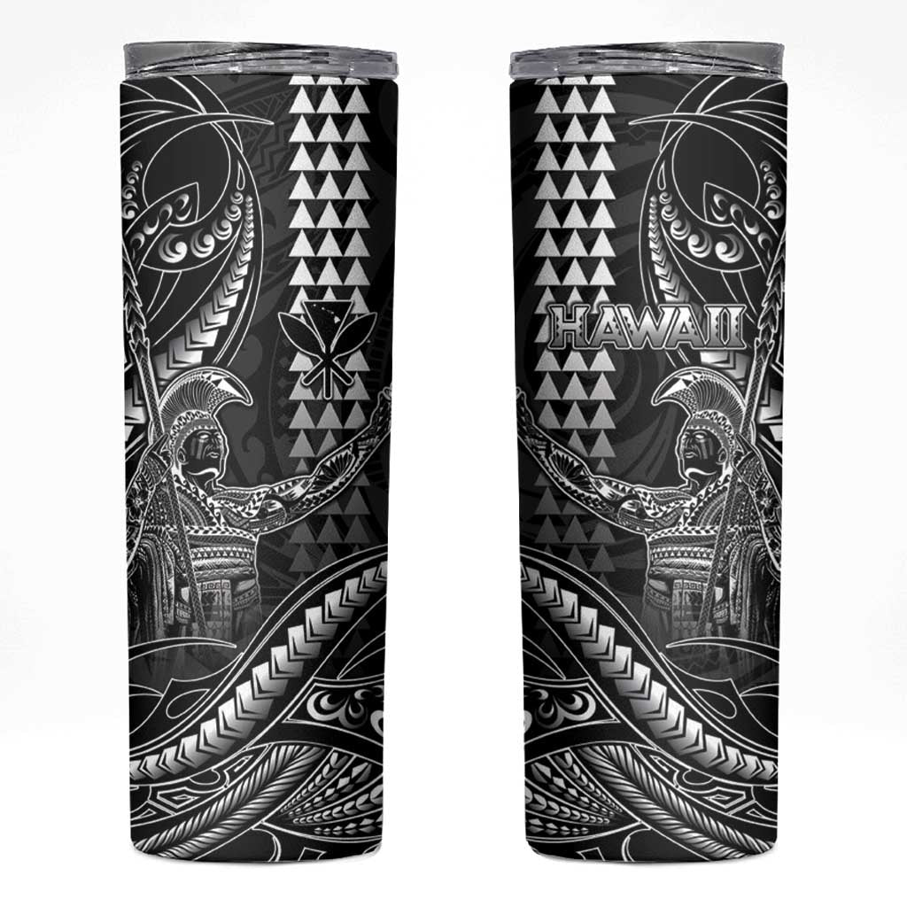 Hawaii King Kamehameha The Great Skinny Tumbler Black Tribal Tattoo LT05 Black - Polynesian Pride