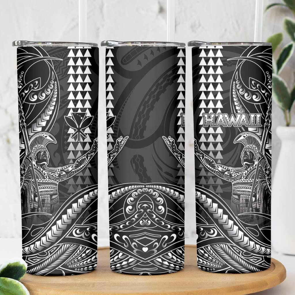 Hawaii King Kamehameha The Great Skinny Tumbler Black Tribal Tattoo LT05 - Polynesian Pride