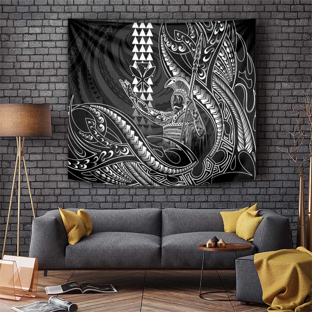 Hawaii King Kamehameha The Great Tapestry Black Tribal Tattoo