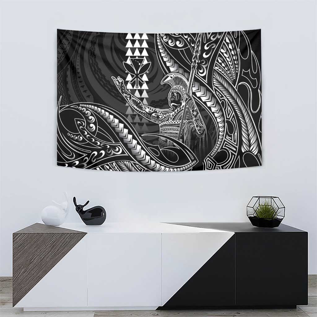 Hawaii King Kamehameha The Great Tapestry Black Tribal Tattoo
