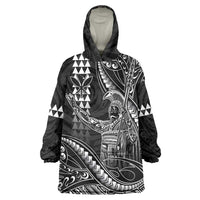 Hawaii King Kamehameha The Great Wearable Blanket Hoodie Black Tribal Tattoo LT05 One Size Black - Polynesian Pride