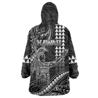 Hawaii King Kamehameha The Great Wearable Blanket Hoodie Black Tribal Tattoo LT05 - Polynesian Pride