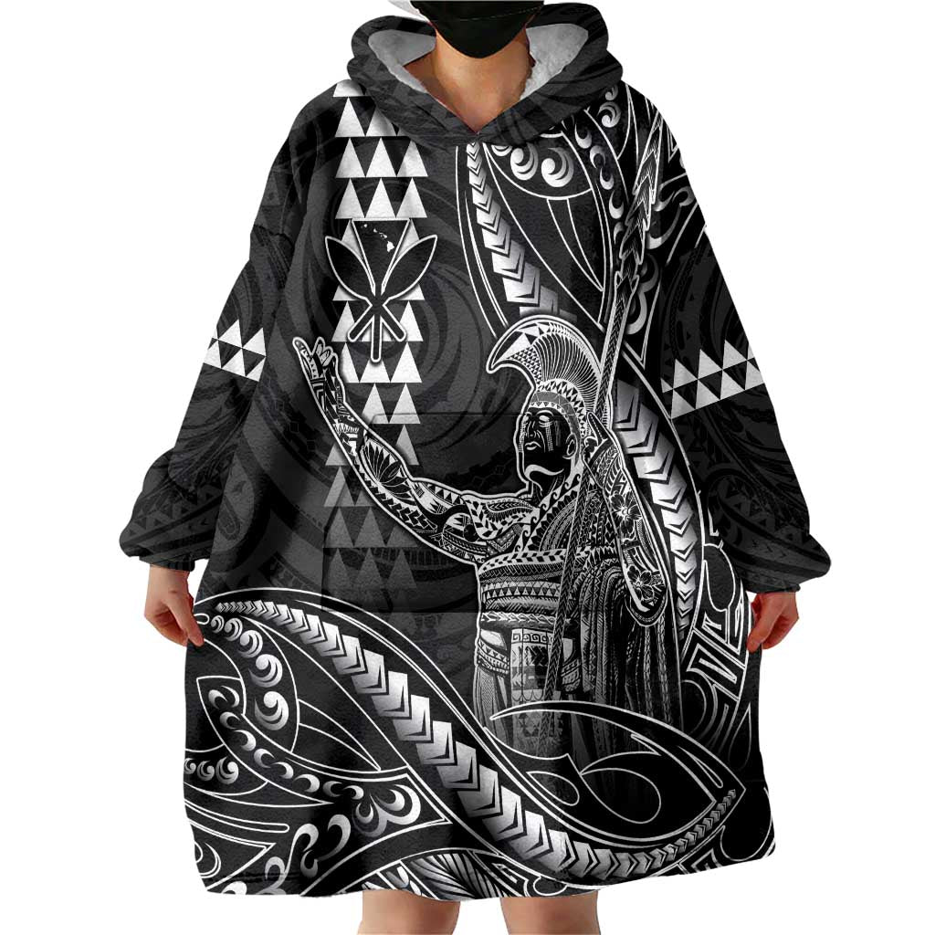 Hawaii King Kamehameha The Great Wearable Blanket Hoodie Black Tribal Tattoo LT05 - Polynesian Pride