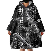 Hawaii King Kamehameha The Great Wearable Blanket Hoodie Black Tribal Tattoo LT05 - Polynesian Pride