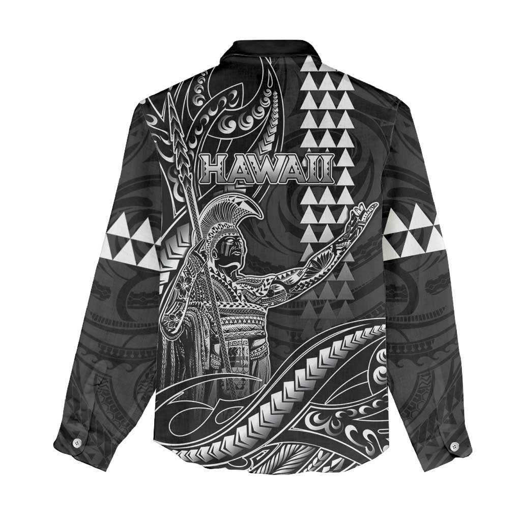 Hawaii King Kamehameha The Great Women Casual Shirt Black Tribal Tattoo LT05 - Polynesian Pride