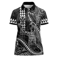 Hawaii King Kamehameha The Great Women Polo Shirt Black Tribal Tattoo LT05 Female Black - Polynesian Pride