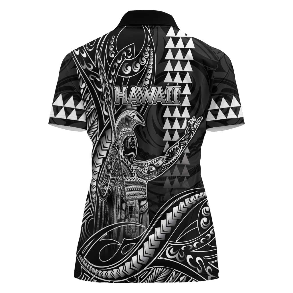 Hawaii King Kamehameha The Great Women Polo Shirt Black Tribal Tattoo LT05 - Polynesian Pride