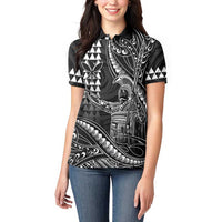 Hawaii King Kamehameha The Great Women Polo Shirt Black Tribal Tattoo LT05 - Polynesian Pride