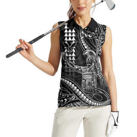 Hawaii King Kamehameha The Great Women Sleeveless Polo Shirt Black Tribal Tattoo LT05 - Polynesian Pride
