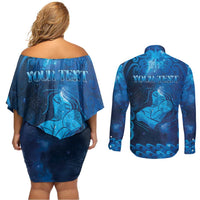 Personalised New Zealand Mother's Day Couples Matching Off Shoulder Short Dress and Long Sleeve Button Shirt Ko Te Whaea Te Takere O Te Waka LT05 - Polynesian Pride
