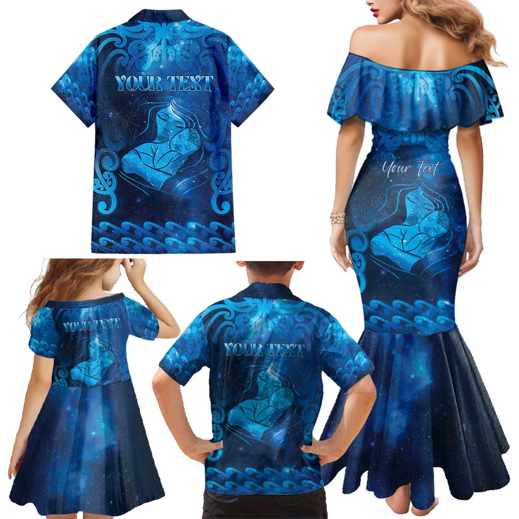 Personalised New Zealand Mother's Day Family Matching Mermaid Dress and Hawaiian Shirt Ko Te Whaea Te Takere O Te Waka LT05 - Polynesian Pride