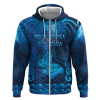 Personalised New Zealand Mother's Day Hoodie Ko Te Whaea Te Takere O Te Waka LT05 Zip Hoodie Blue - Polynesian Pride