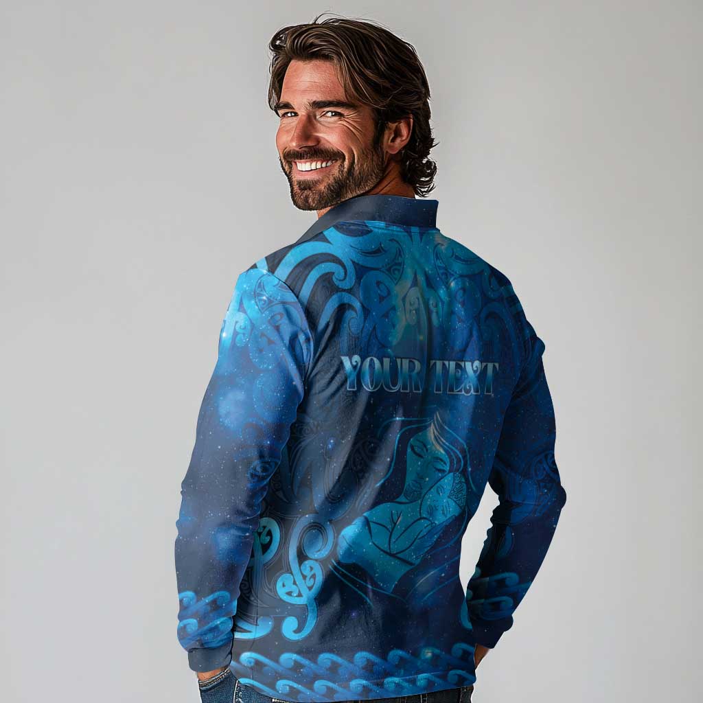 Personalised New Zealand Mother's Day Long Sleeve Polo Shirt Ko Te Whaea Te Takere O Te Waka LT05 - Polynesian Pride