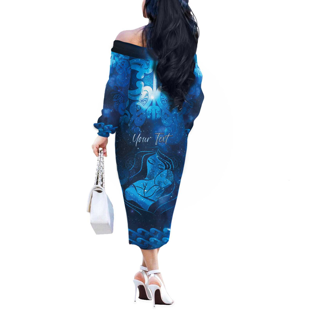 Personalised New Zealand Mother's Day Off The Shoulder Long Sleeve Dress Ko Te Whaea Te Takere O Te Waka LT05 - Polynesian Pride