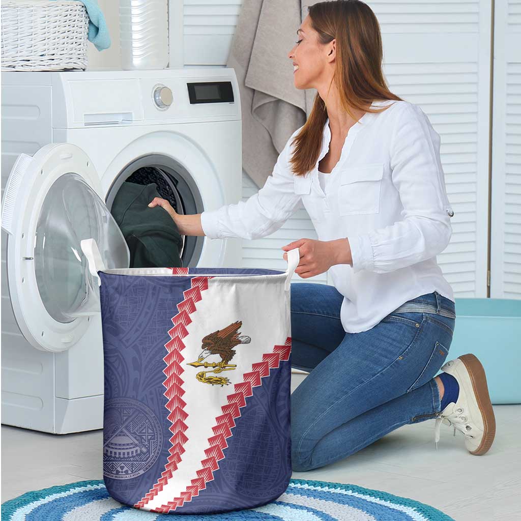 American Samoa Eagle Laundry Basket Polynesian Tribal Pattern Curve Style